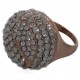 Costume Ring in rose gold plated metal stras ball