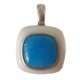 Pendant square in white jade and turquoise blue quartz and sterling silver