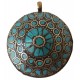 Pendant in costume jewelry in turquoise and gold color ethnic style