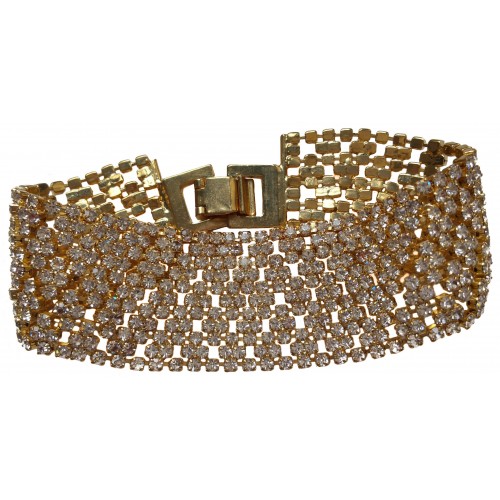 Costume cuff bracelet in gold color stras