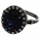 Ring round silver and blue sapphire and zircons