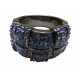 Costume Ring in black metal with blue stras