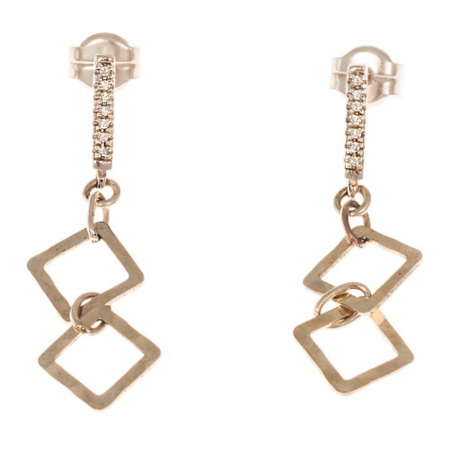 Earrings Silver earrings and zircons and hanging rhombuses