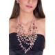 Necklace in crystal 5-strips pink cascade 