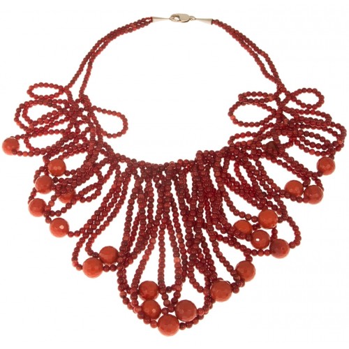 Necklace in coral cascade 2 stripes