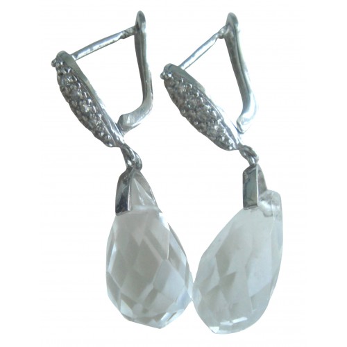 Earrings in silver with zircons and fine crystal tear