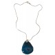 Pendant of oval agate stone in blue and silver 