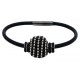 Bracelet in black leather and central metallic black piece