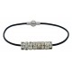 Bracelet in black leather and central white strass rondelles
