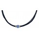 Chocker in navy leather and central blue fine crystal