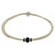 Chocker in cream leather and central black fine crystal
