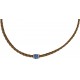 Chocker in imitation camel leather and side rondelles in light blue and white