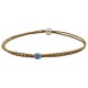 Chocker in imitation camel leather and side rondelles in light blue and white