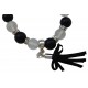 Bracelet in onyx matte and crystal rock stone and charm hanging fringe