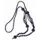 Necklace in faceted onyx combining sections of different sizes of stones