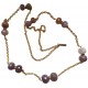 Necklace in pinkish agate and golden color chain 