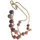 Necklace in pinkish agate and golden color chain 