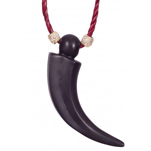 Ebony horn necklace 13 cm and golden side stras