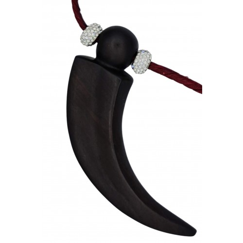 Ebony horn necklace 13 cm and golden side stras