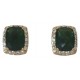 Costume Earrings in gold color and green square crystal