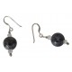 Earrings in silver with gray pearl and transparent tupi