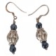 Silver earrings with barrel and gray crystal tupi