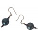 Earrings in silver with gray pearl and black tupi
