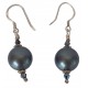 Earrings in silver with gray pearl and black tupi